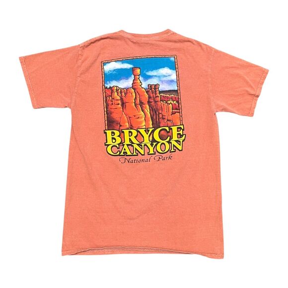 VINTAGE Bryce Canyon National Park Zion Utah Mens Size Med T-Shirt Orange Fade - Picture 2 of 7